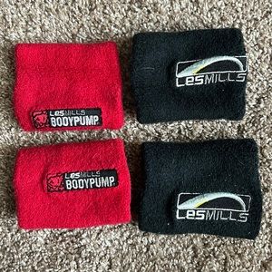3 items Classic Les Mills & BodyPump Sweat Wrist Bands EUC bonus slap bracelet